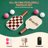 Everfit Pickleball Paddle Set Fibreglass Racquet Honeycomb Core With Bag Brown