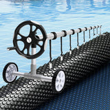 Aqua Buddy Pool Cover 600 Micron 12x6.4m w/ Roller 6.55m Swimming Pools Black Solar Blanket