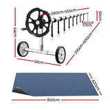Aqua Buddy Pool Cover 600 Micron 8x4.2m w/ Roller 5.55m Swimming Pools Black Solar Blanket