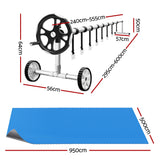 Aqua Buddy Pool Cover 600 Micron 9.5x5m w/ Roller 5.55m Swimming Pools Sliver Solar Blanket