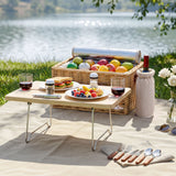 Alfresco 2 Person Insulated Picnic Basket Set with Foldable Wood Table Mat