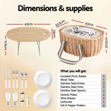Alfresco 2 Person Insulated Picnic Basket Set with Foldable Wood Table