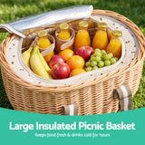 Alfresco 2 Person Insulated Picnic Basket Set with Foldable Wood Table