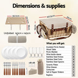 Alfresco 4 Person Insulated Picnic Basket Set with Foldable Wood Table Mat