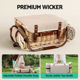Alfresco 4 Person Insulated Picnic Basket Set with Foldable Wood Table Mat