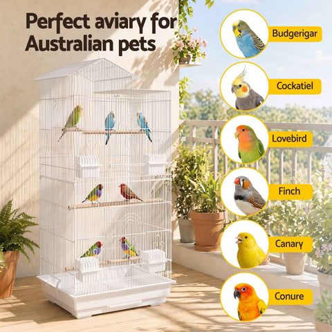 i.Pet 100cm Bird Cage Aviary Parrot Budgie White In Australia - Darrahopens