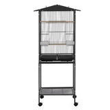 i.Pet 136cm Bird Cage Aviary Open Top Parrot Budgie Stand Wheels Black