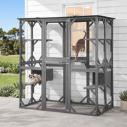 i.Pet Cat House 181cm Outdoor Catio Enclosure Walk-In Large Rabbit Hutch Grey In Australia - Darrahopens