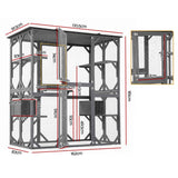 i.Pet Cat House 181cm Outdoor Catio Enclosure Walk-In Large Rabbit Hutch Grey In Australia - Darrahopens