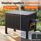 i.Pet Outdoor Cat House Pet Kennel Enclosure Cat Shelter Condo Rabbit Hutch Black