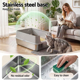 i.Pet XXL Cat Litter Box Stainless Steel Jumbo Semi-Enclosed Pet Kitty Toilet Grey In Australia - Darrahopens