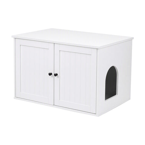 i.Pet 80x53cm Cat Litter Box Enclosure Hidden Litter Tray Cabinet Furniture White