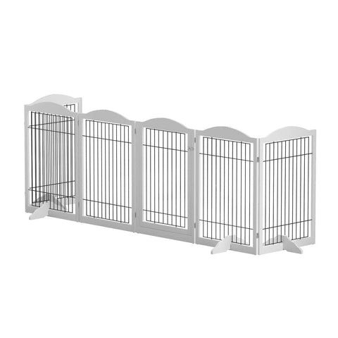 i.Pet Dog Playpen Enclosure 6 Panel Pet Fence Wooden Play Pen