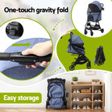 i.Pet Pet Stroller Pram Gravity Folding Dog Cage Large Travel Pushchair 4 Wheels In Australia - Darrahopens
