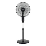 DEVANTI 16" Pedestal Fan with Remote 3 Speeds 8H Timer, Black
