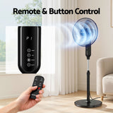 DEVANTI 16" Pedestal Fan with Remote 3 Speeds 8H Timer, Black