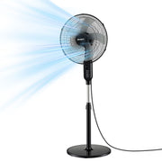 DEVANTI 16" Pedestal Fan with Remote 3 Speeds 8H Timer, Black