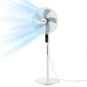 DEVANTI 16" Pedestal Fan with Remote 3 Speeds 8H Timer, White