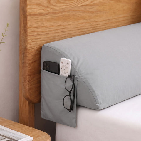 Giselle Double Bed Wedge Pillow For Headboard, Close Gap And Stop Pillows Sliding, Perfect For Dorm Or Tatami Reading, 25D Foam Mattress Gap Filler With 2 Side Pockets, Washable 110gsm Cover
