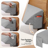 Giselle Queen Bed Wedge Pillow For Headboard, Close Gap And Stop Pillows Sliding, Perfect For Dorm Or Tatami Reading, 25D Foam Mattress Gap Filler With 2 Side Pockets, Washable 110gsm Cover