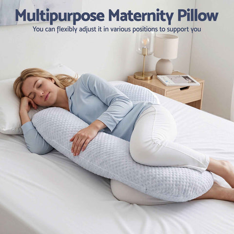 Giselle Bedding Cooling Pregnancy Pillow Adjustable Maternity Pillow for Sleeping, Body Pillows for Adults Support Back, Belly, and Hips, Blue 37x87 cm In Australia - Darrahopens
