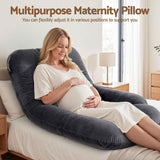 Giselle Bedding Pregnancy Pillow G-Shaped Full Body Pillow for Back and Belly Support Maternity Pillow with Removable Cover, Dark Grey 135x70 cm In Australia - Darrahopens