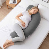 Giselle Bedding Pregnancy Pillow for Side Sleeping L-Shaped Maternity Body Pillow for Women 100% Cotton Jersey Cover for Head Neck Belly Support, 63x115 cm Grey In Australia - Darrahopens