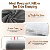 Giselle Bedding Pregnancy Pillow for Side Sleeping L-Shaped Maternity Body Pillow for Women 100% Cotton Jersey Cover for Head Neck Belly Support, 63x115 cm Grey In Australia - Darrahopens