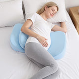 Giselle Bedding Memory Foam Pregnancy Pillow Adjustable with Concave Curve Design, Support for Back, Belly, and Hips, Blue