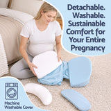 Giselle Bedding Memory Foam Pregnancy Pillow Adjustable with Concave Curve Design, Support for Back, Belly, and Hips, Blue