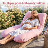 Giselle Bedding Pregnancy Pillow U Shaped Full Body Pillow with 100% Cotton Jersey Cover Maternity Pillow for Sleeping Reading, Pink, 73x133cm In Australia - Darrahopens