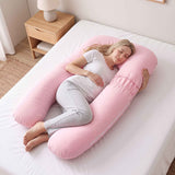 Giselle Bedding Pregnancy Pillow U Shaped Full Body Pillow with 100% Cotton Jersey Cover Maternity Pillow for Sleeping Reading, Pink, 73x133cm In Australia - Darrahopens