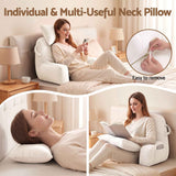 Giselle Bedding Reading Pillow with Detachable Neck Roll & Armrests Sit Up Pillow for Bed Back Support Pillow for Watching TV & Gaming Beige In Australia - Darrahopens