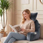 Giselle Bedding Reading Pillow with Detachable Neck Roll & Armrests Sit Up Pillow for Bed Back Support Pillow for Watching TV & Gaming Gray In Australia - Darrahopens