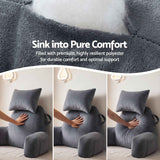 Giselle Bedding Reading Pillow with Detachable Neck Roll & Armrests Sit Up Pillow for Bed Back Support Pillow for Watching TV & Gaming Gray In Australia - Darrahopens