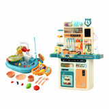 Keezi 2 Piece Kids Pretend Kitchen Playset Water Toys Fishing Game Food Play