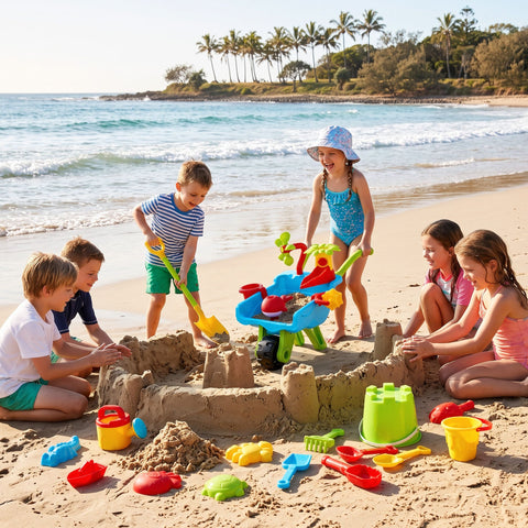Keezi Kids Sandpit Beach Toys Set Wheelbarrow Shovels Animal Molds Sand Play In Australia - Darrahopens