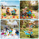 Keezi Kids Sandpit Beach Toys Set Wheelbarrow Shovels Animal Molds Sand Play