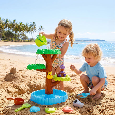 Keezi 62cm Tree Water Table Kids Sandpit Toys Set with Shovels Molds for Sand Play In Australia - Darrahopens