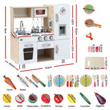 Keezi Kids Wooden Pretend Kitchen Playset with 29pc Cutting Food Set In Australia - Darrahopens
