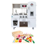 Keezi Kids Wooden Pretend Kitchen Playset with 29pc Cutting Food Set In Australia - Darrahopens