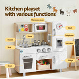 Keezi Kids Wooden Pretend Kitchen Playset with 29pc Cutting Food Set In Australia - Darrahopens