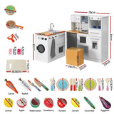 Keezi Kids Wooden Kitchen Playset 2-piece Pretend Toy Kitchen 29pc Food Set