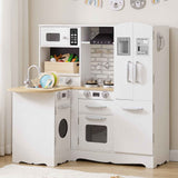 Keezi Kids Wooden Toy Kitchen with 29pc Play Food and Cookware Set In Australia - Darrahopens