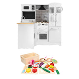 Keezi Kids Wooden Toy Kitchen with 29pc Play Food and Cookware Set In Australia - Darrahopens