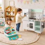 Keezi Kid Pretend Kitchen Wooden Play Sink Playset Dishwasher Toys Green In Australia - Darrahopens