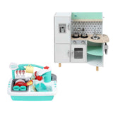 Keezi Kid Pretend Kitchen Wooden Play Sink Playset Dishwasher Toys Green In Australia - Darrahopens