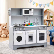 Keezi Wooden Play Kitchen Pretend Kitchen 82cm Kids Toy Food Set Grey In Australia - Darrahopens