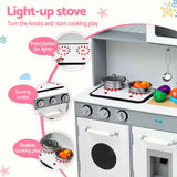 Keezi Wooden Play Kitchen Pretend Kitchen 82cm Kids Toy Food Set Grey