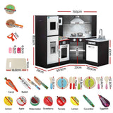 Keezi Kids Wooden Kitchen Playset 29pc Food Set Black White In Australia - Darrahopens